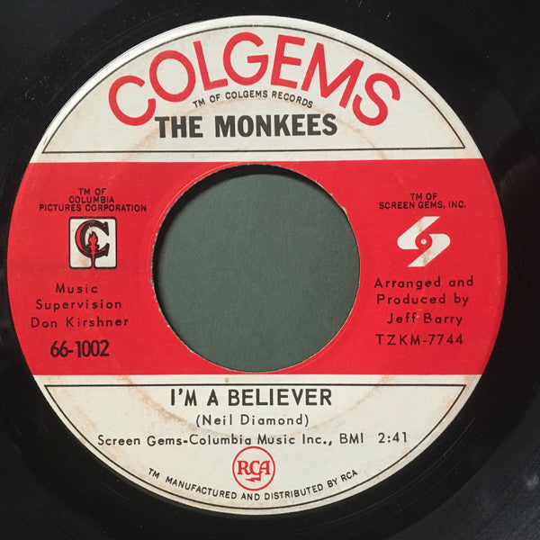 The Monkees - I'm A Believer / (I'm Not Your) Steppin' Stone | Very Good Plus (VG+) Very Good Plus (VG+)