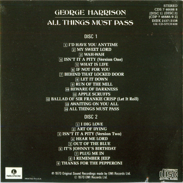 George Harrison - All Things Must Pass *2XCD* | Very Good Plus (VG+) Excellent (EX)