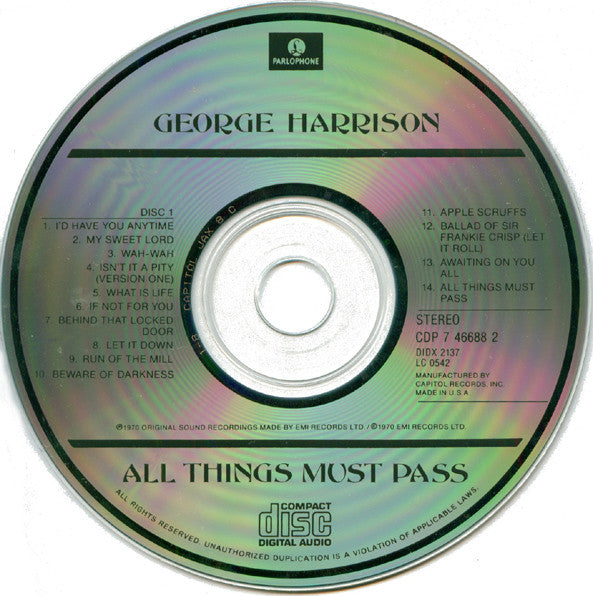 George Harrison - All Things Must Pass *2XCD* | Very Good Plus (VG+) Excellent (EX)