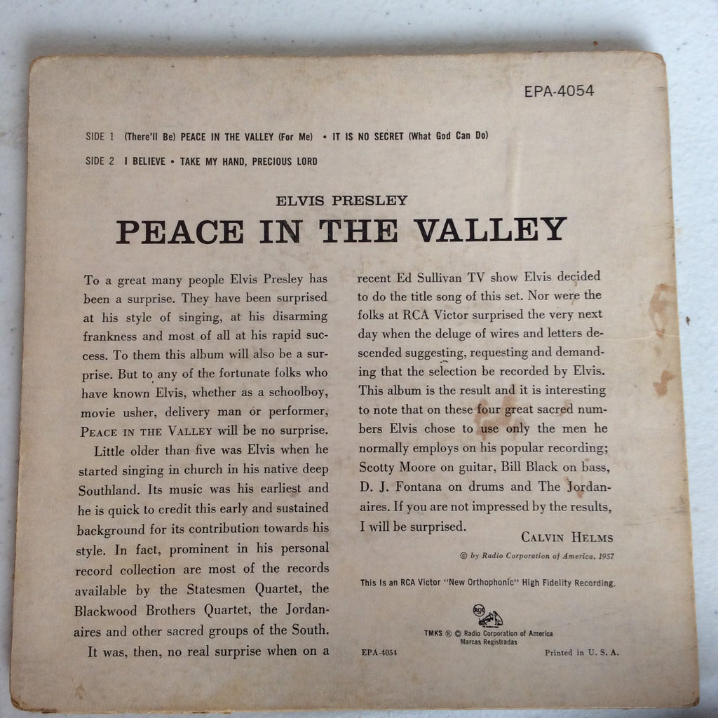 Elvis Presley - Peace In The Valley (7" VINYL) | Very Good Plus (VG+) Very Good (VG)