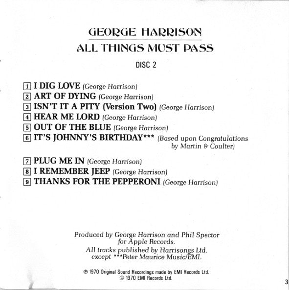 George Harrison - All Things Must Pass *2XCD* | Very Good Plus (VG+) Excellent (EX)