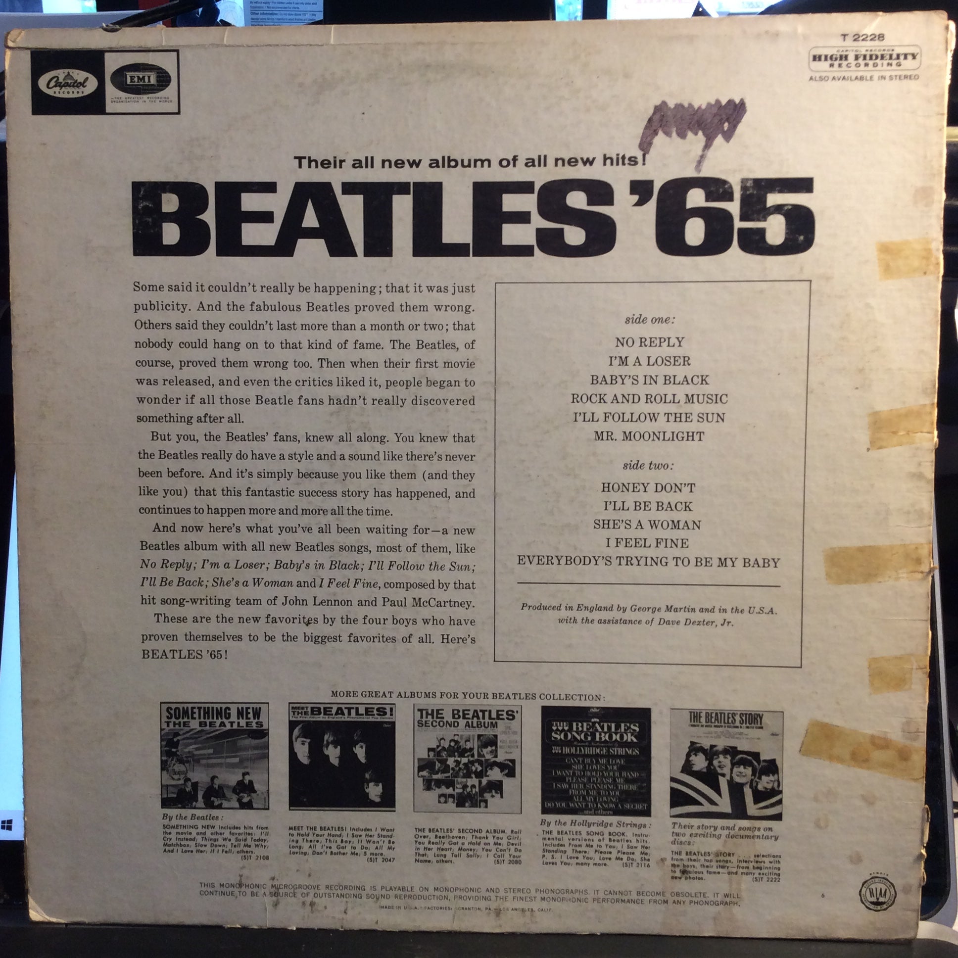 The Beatles - Beatles '65 (VINYL) | Very Good Plus (VG+) Very Good (VG)