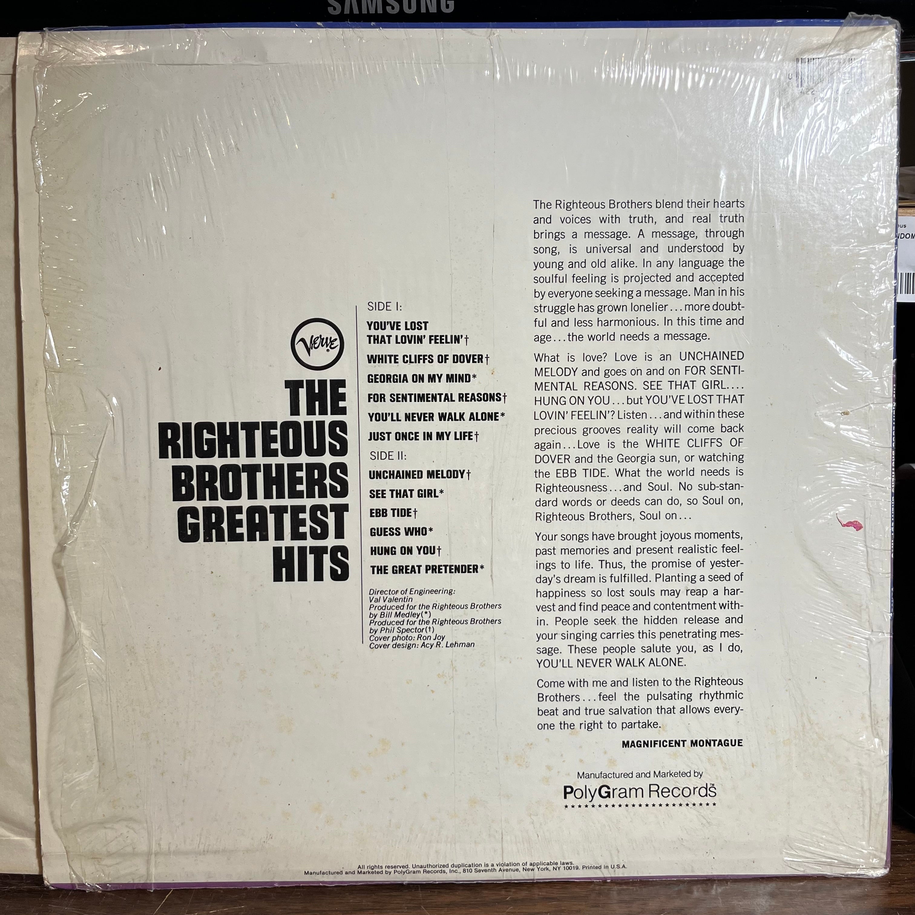 The Righteous Brothers - Greatest Hits (VINYL) | Excellent+ (EX+)