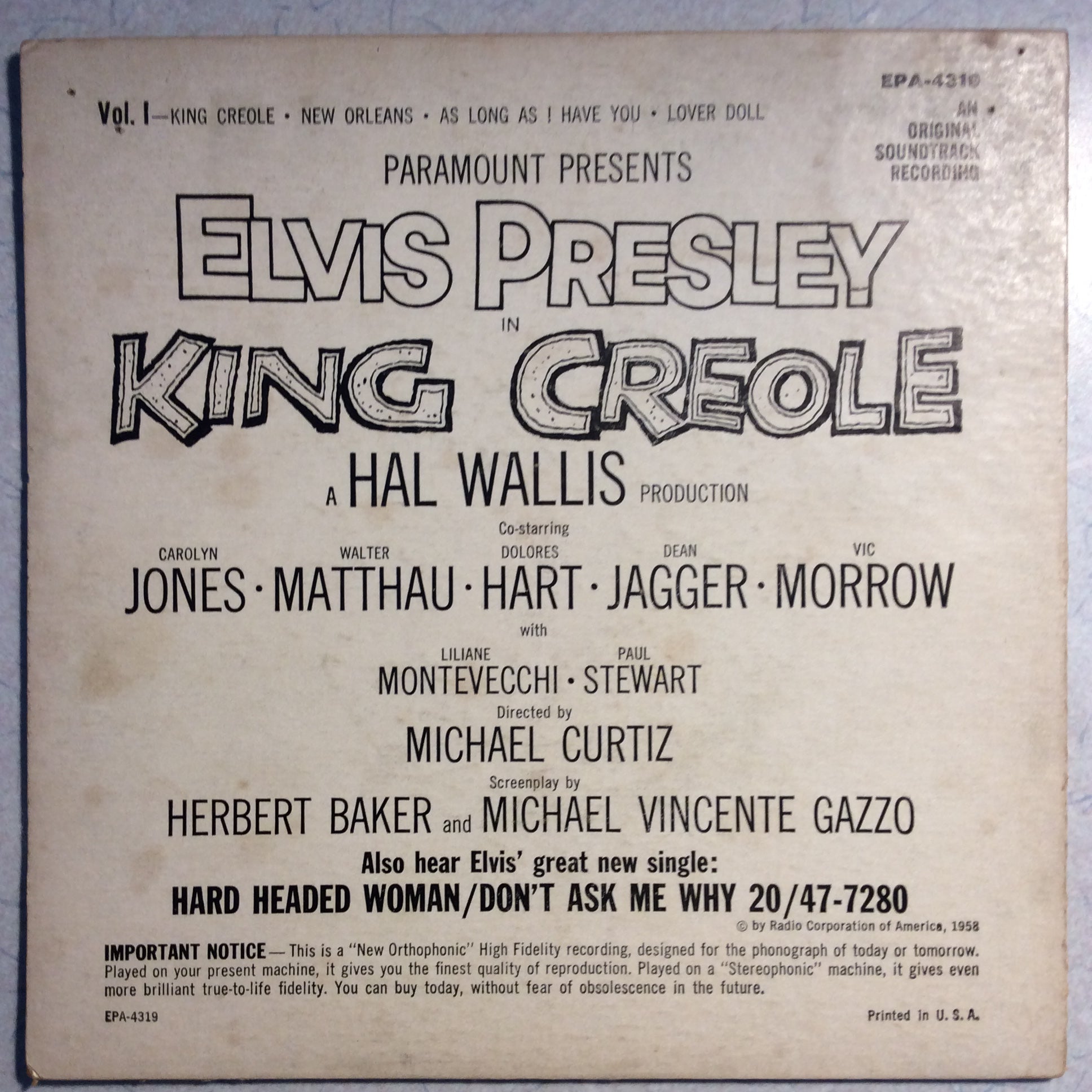 King Creole Vol.1 (7" VINYL) | Very Good Plus (VG+) Very Good Plus (VG+)