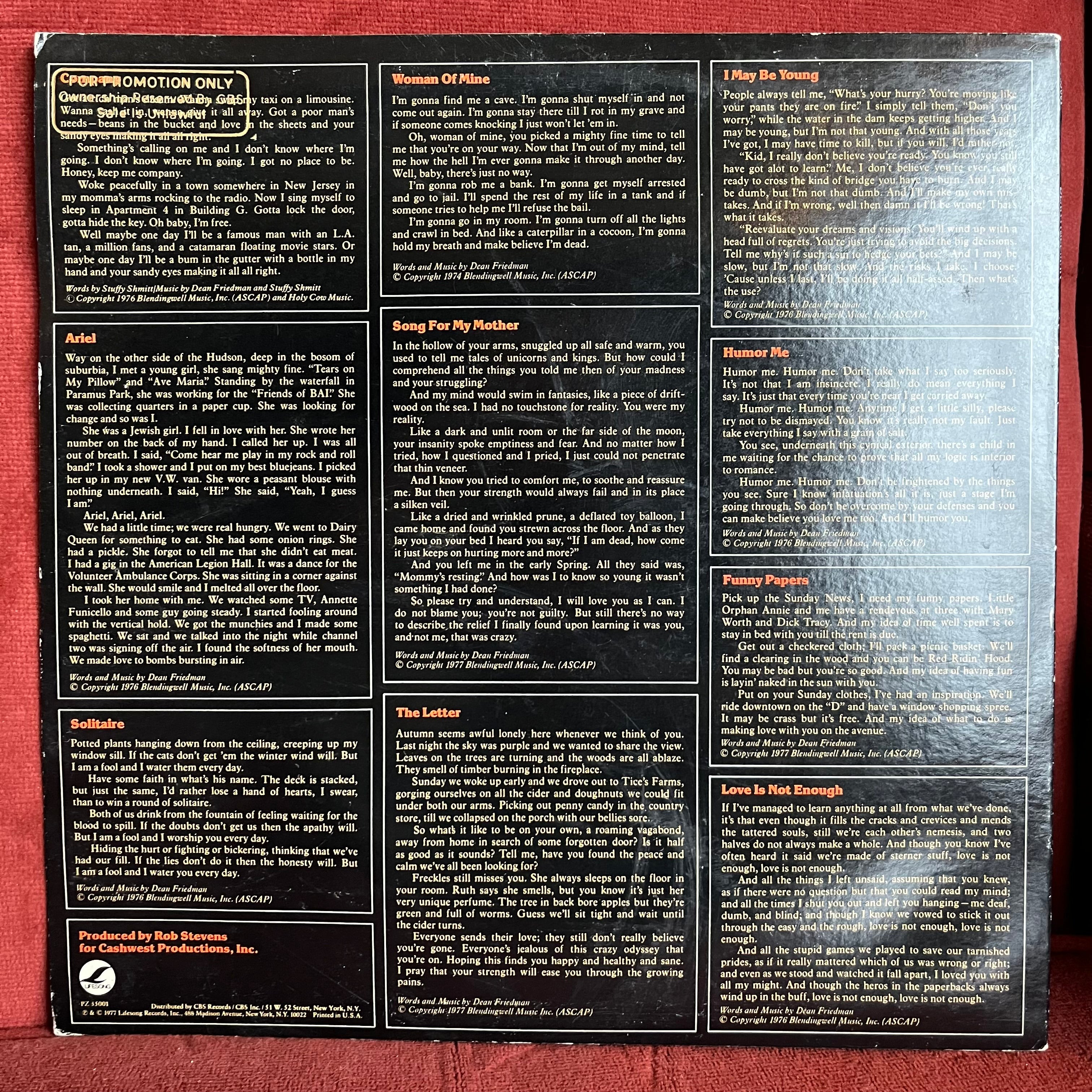 Dean Friedman | Very Good Plus (VG+) Very Good (VG)