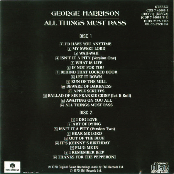 George Harrison - All Things Must Pass *2XCD* | Very Good Plus (VG+) Excellent (EX)