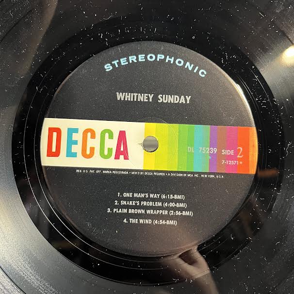 Whitney Sunday - Whitney Sunday (VINYL) | Very Good Plus (VG+) Very Good Plus (VG+)
