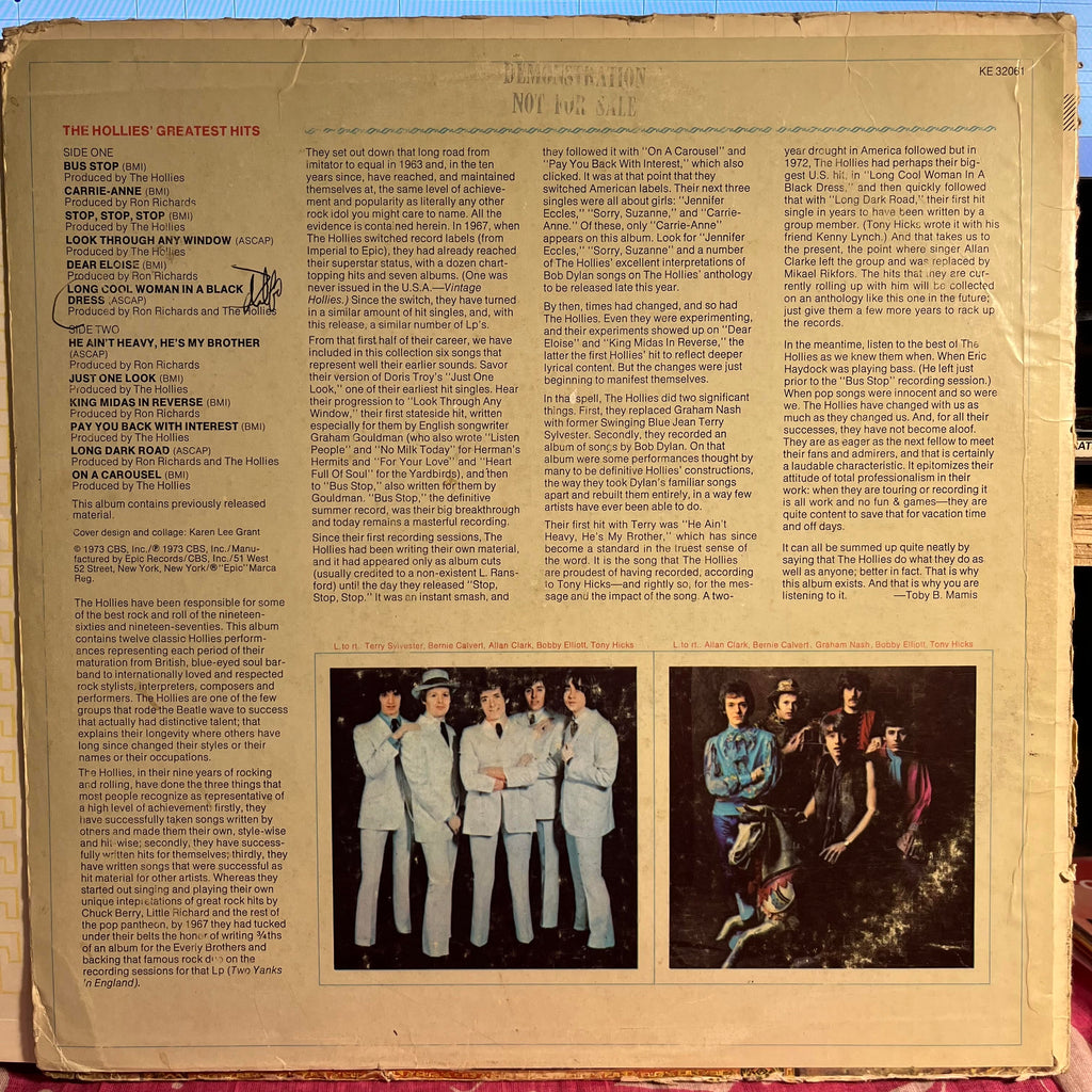 The Hollies - The Hollies' Greatest Hits *PROMO* | Very Good Plus (VG+) Good Plus (G+)