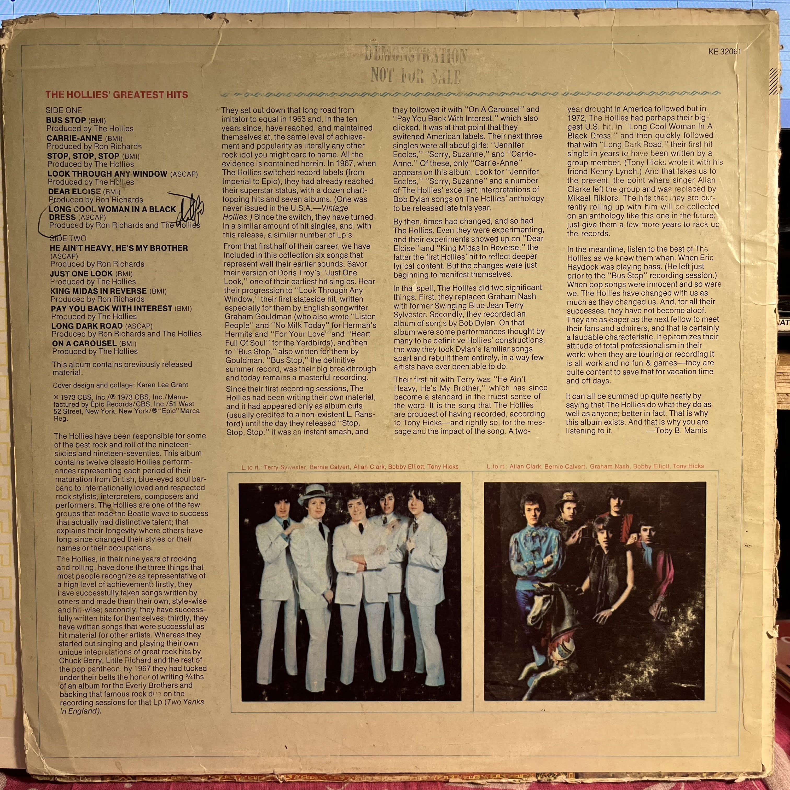 The Hollies - The Hollies' Greatest Hits *PROMO* | Very Good Plus (VG+) Good Plus (G+)