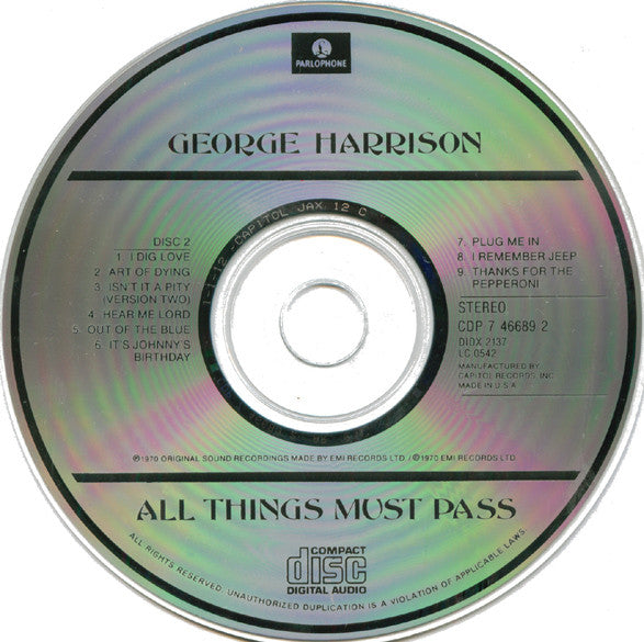 George Harrison - All Things Must Pass *2XCD* | Very Good Plus (VG+) Excellent (EX)