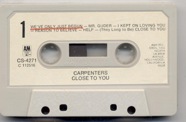 Carpenters - Close To You (CASSETTE) | Very Good Plus (VG+) Excellent (EX)