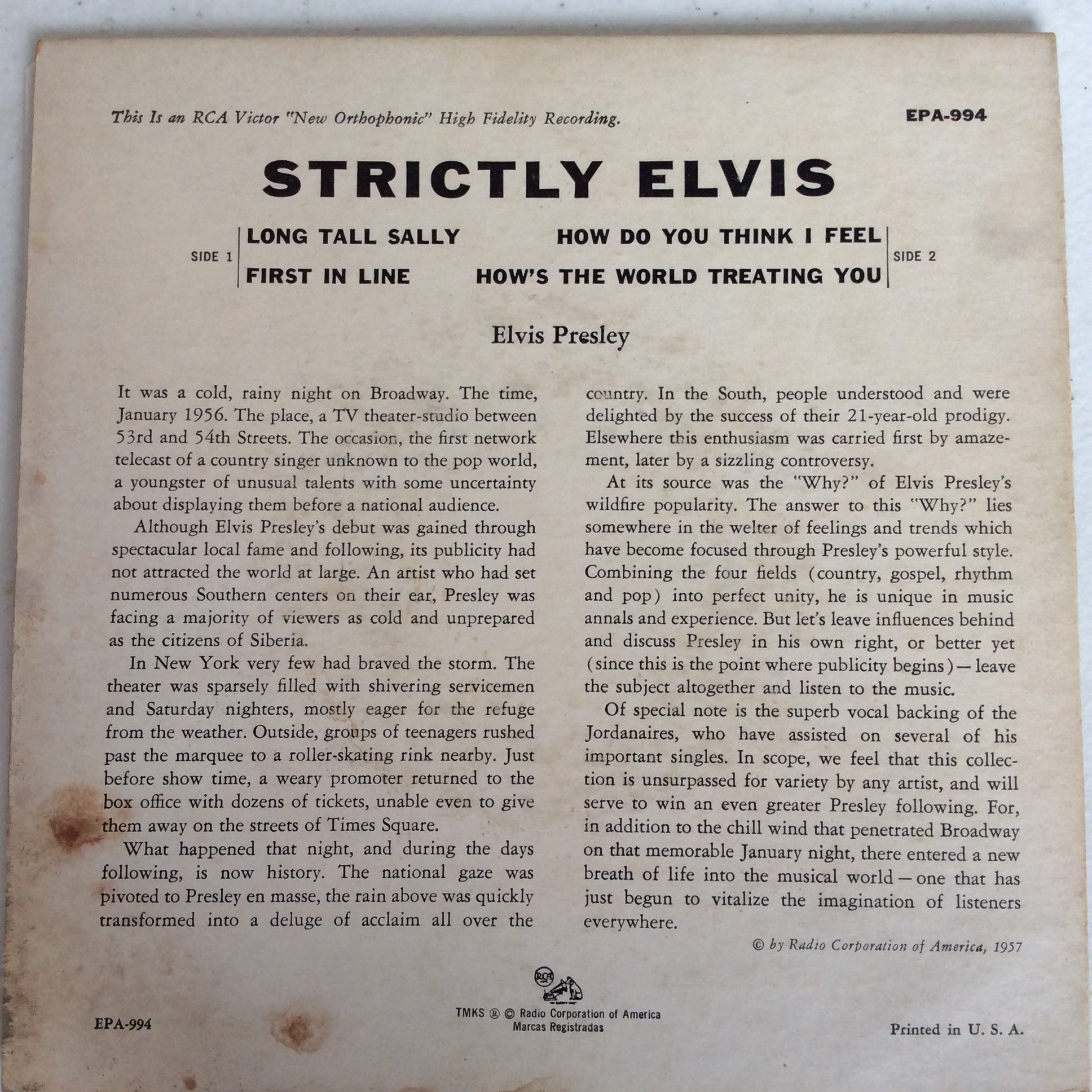 Elvis Presley - Strictly Elvis (7" VINYL) | Very Good (VG) Very Good Plus (VG+)