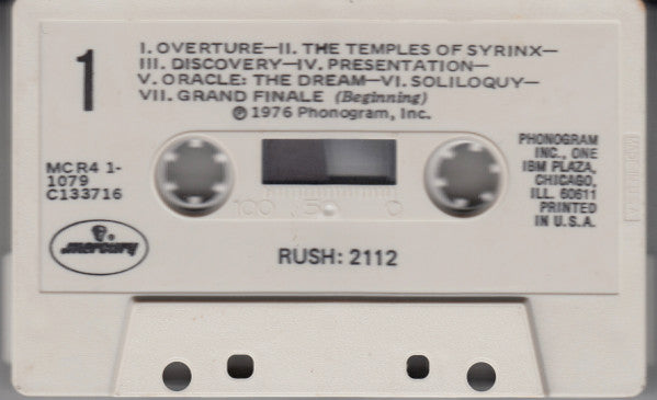 Rush - 2112 (CASSETTE) | Very Good (VG) Excellent (EX)