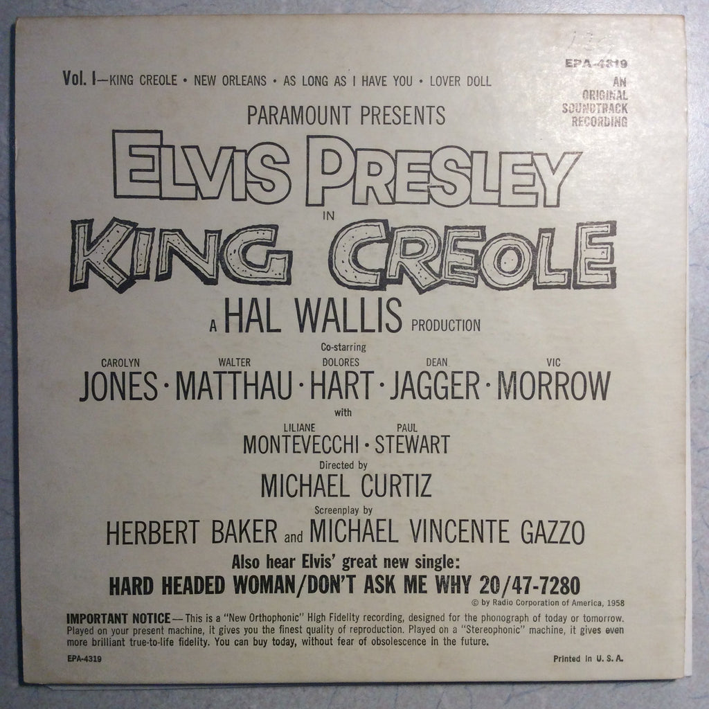 King Creole (Vol. 1) (7" VINYL) | Very Good (VG) Excellent (EX)