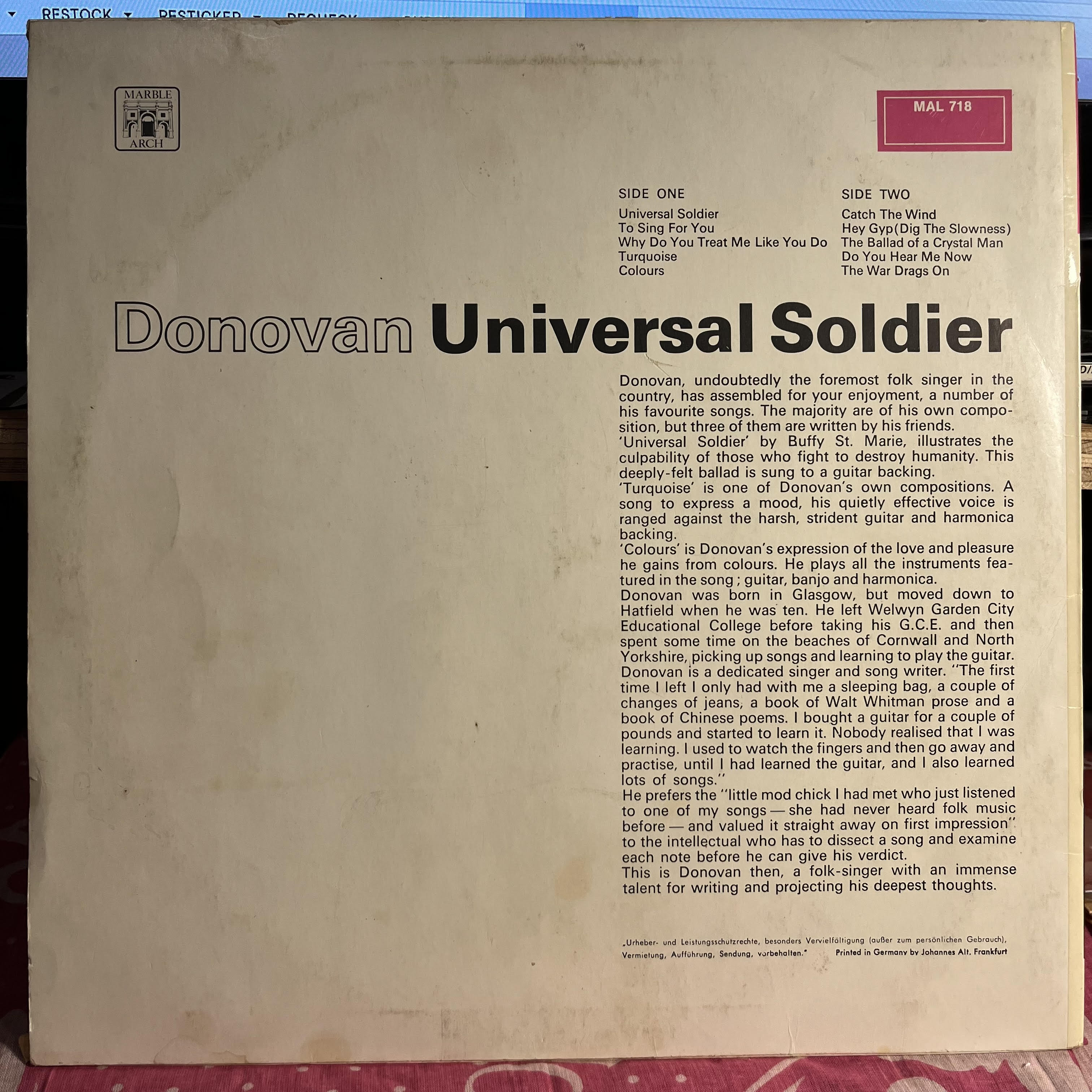 Universal Soldier *GERMANY* | Very Good (VG) Excellent (EX)
