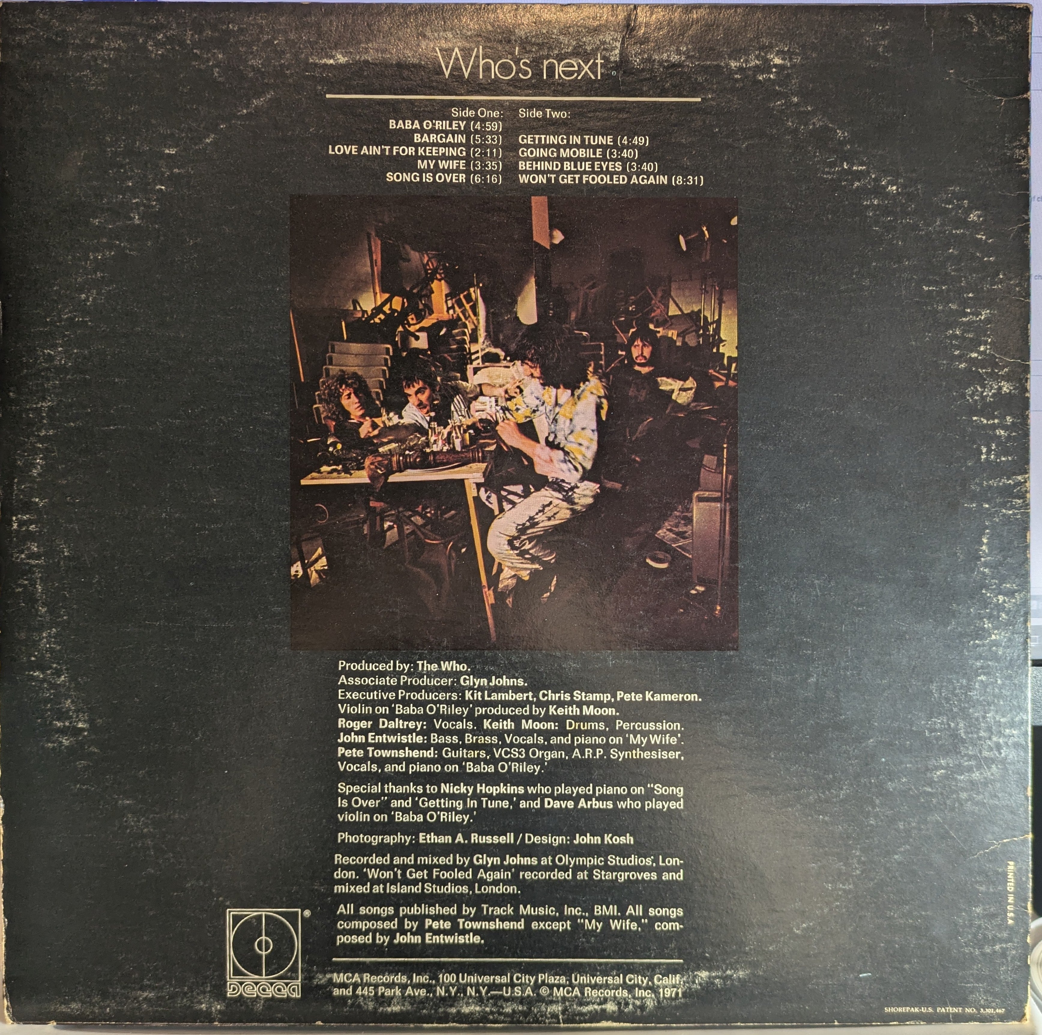 The Who - Who's Next (VINYL) | Very Good (VG) Very Good Plus (VG+)