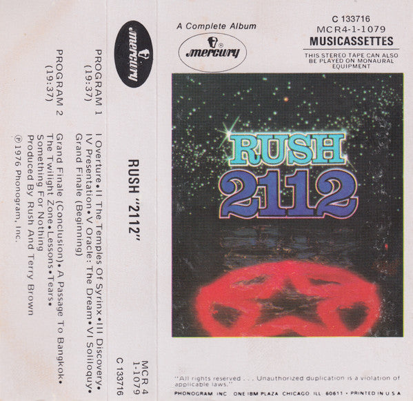Rush - 2112 (CASSETTE) | Very Good (VG) Excellent (EX)