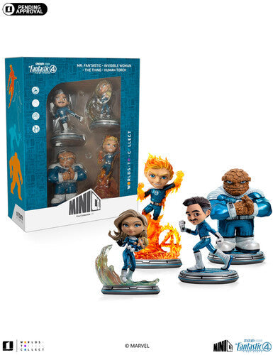 MiniCo Fantastic Four Metallic First Steps 4 Pack (Large Item, Statue, Collectible,) |