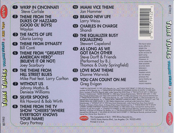 Various - Tube Tunes Volume Three ✻ The '80s (CD) | Excellent+ (EX+) Near Mint (NM)