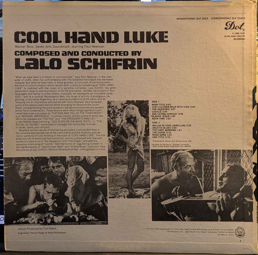 Lalo Schifrin - Cool Hand Luke - Original Soundtrack Recording (VINYL) | Excellent (EX) Near Mint (NM)