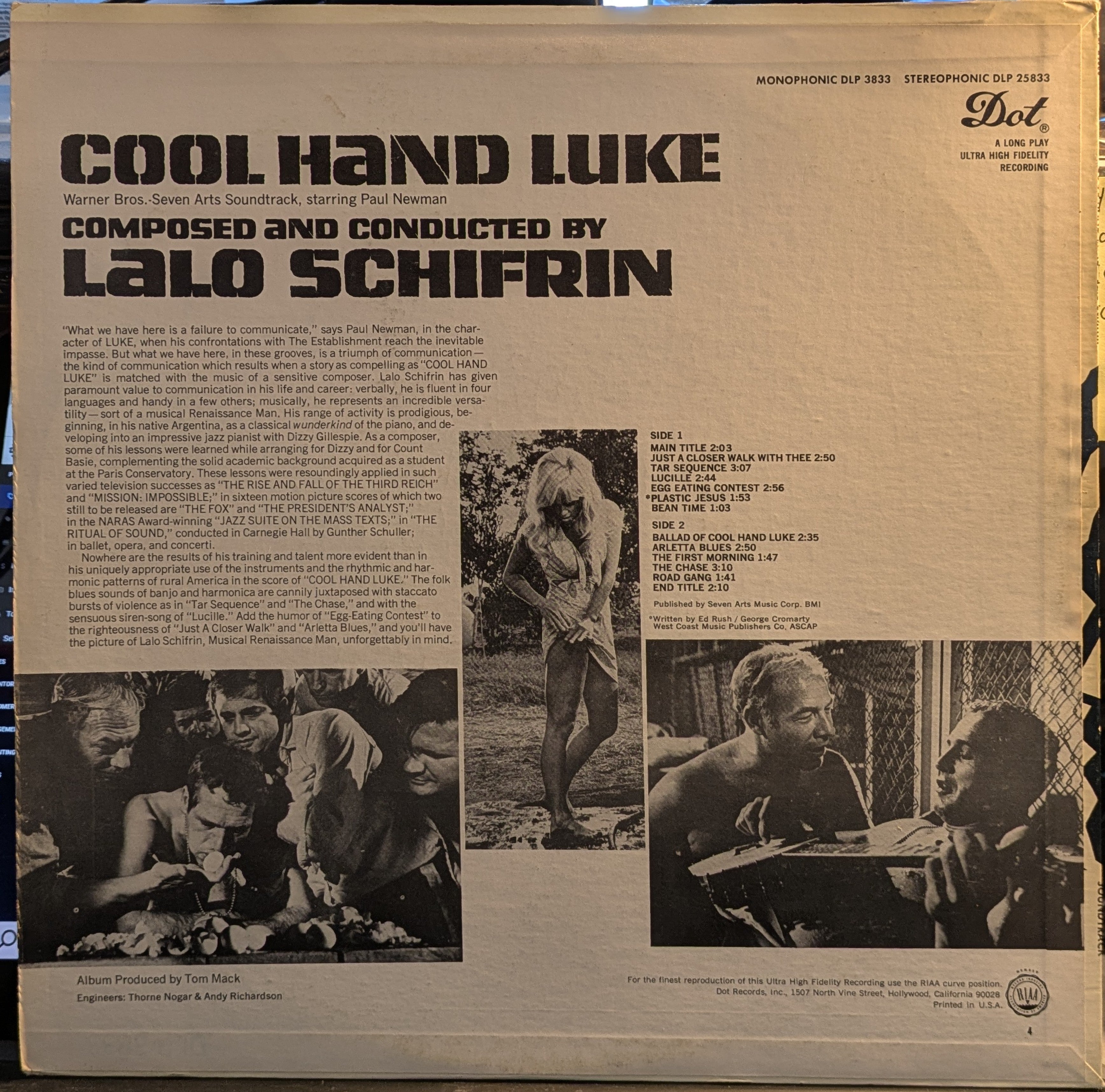Lalo Schifrin - Cool Hand Luke - Original Soundtrack Recording (VINYL) | Excellent (EX) Near Mint (NM)