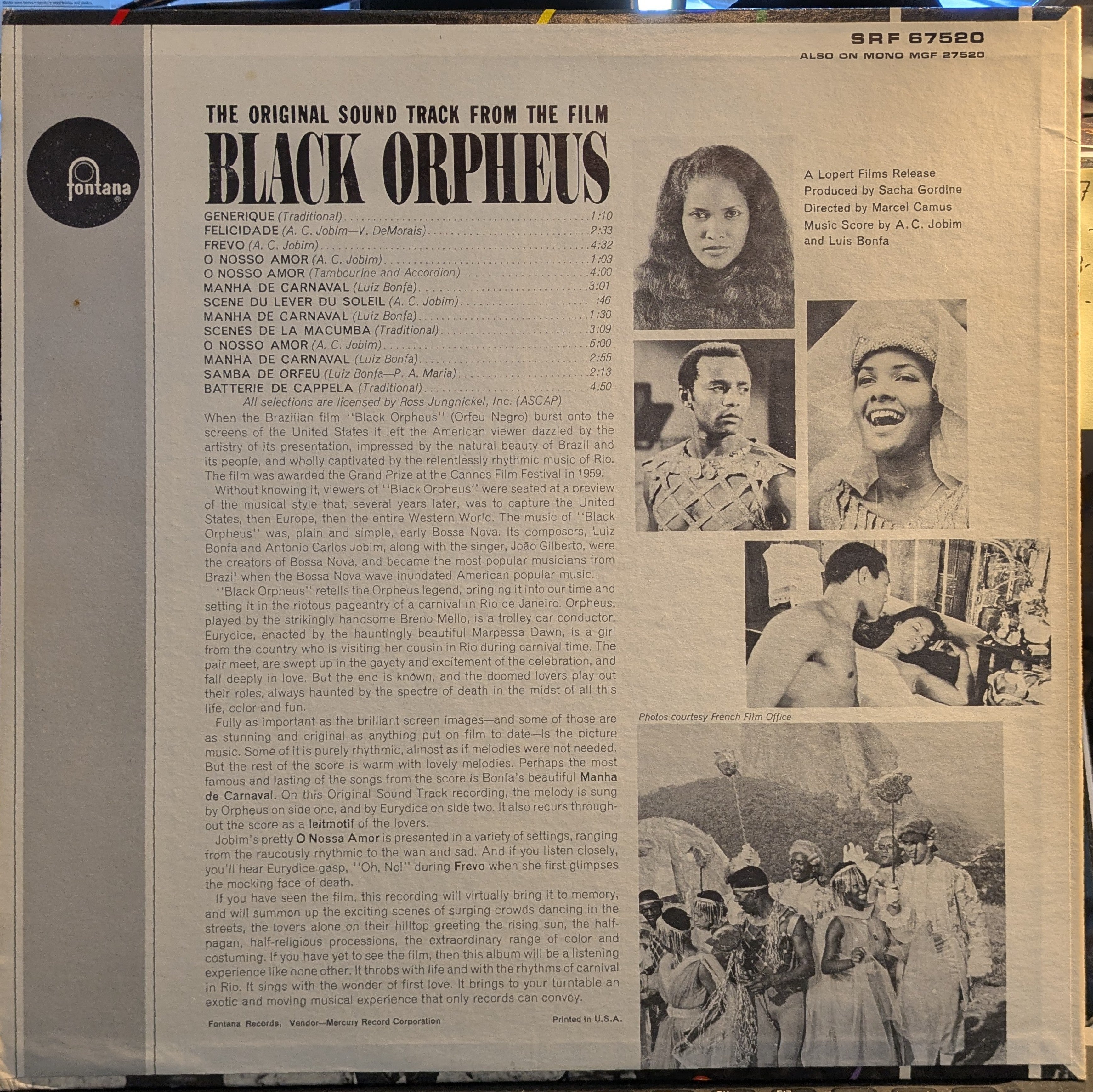 Various - The Original Sound Track From The Film Black Orpheus (VINYL) | Near Mint (NM) Excellent (EX)