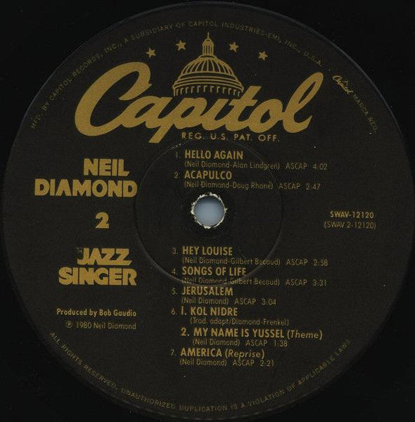 Neil Diamond - The Jazz Singer (Original Songs From The Motion Picture) (VINYL) | Near Mint (NM) Near Mint (NM)