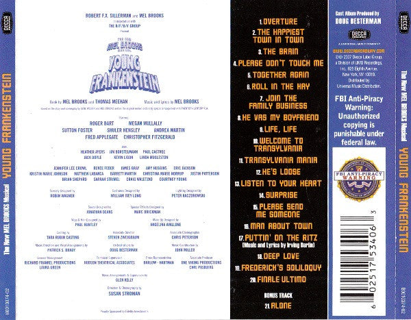 Various - The New Mel Brooks Musical Young Frankenstein - Original Broadway Cast Recording (CD) | Near Mint (NM) Near Mint (NM)