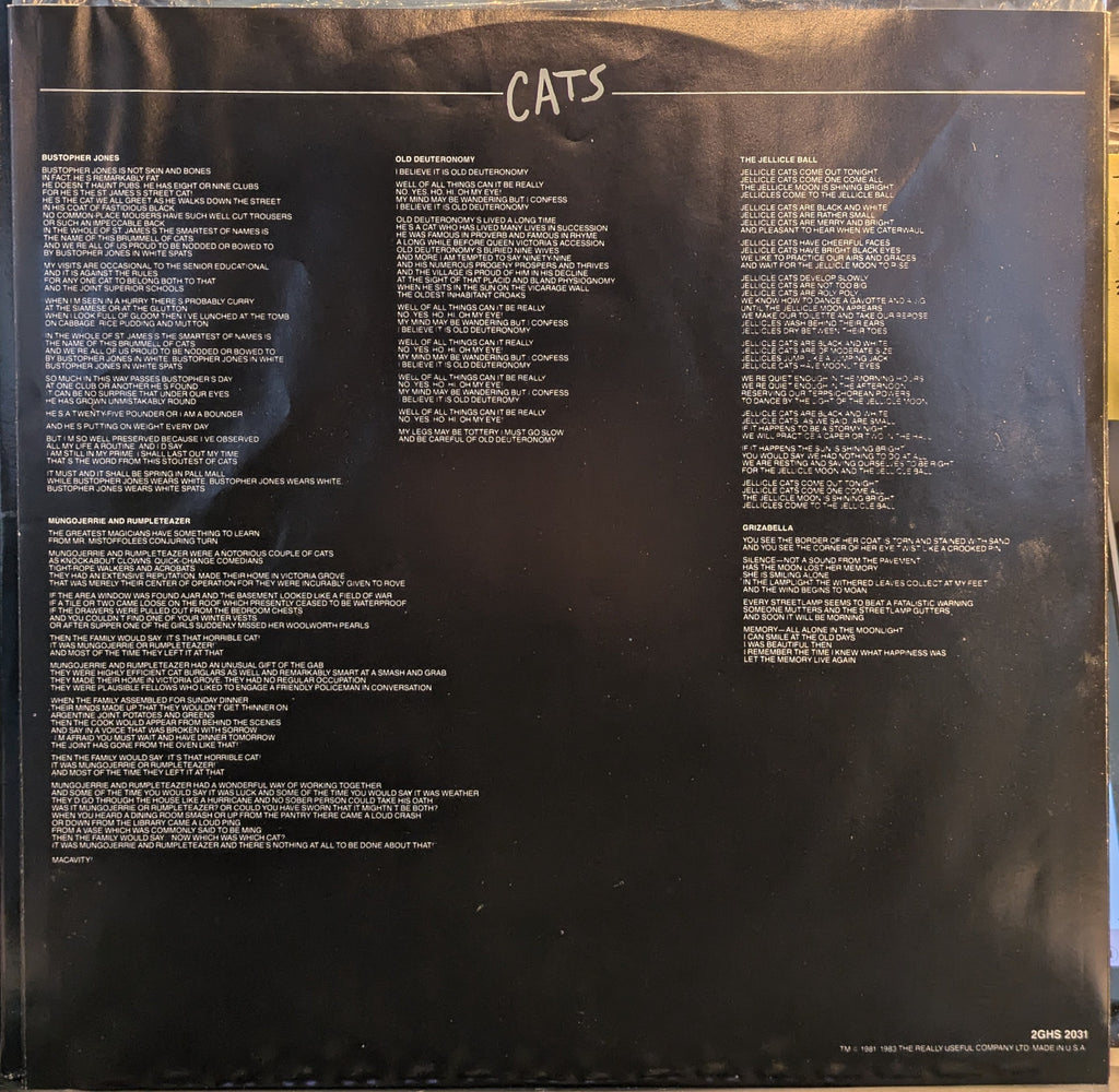 Andrew Lloyd Webber - Cats - Complete Original Broadway Cast Recording (2xVINYL) | Near Mint (NM) Near Mint (NM)