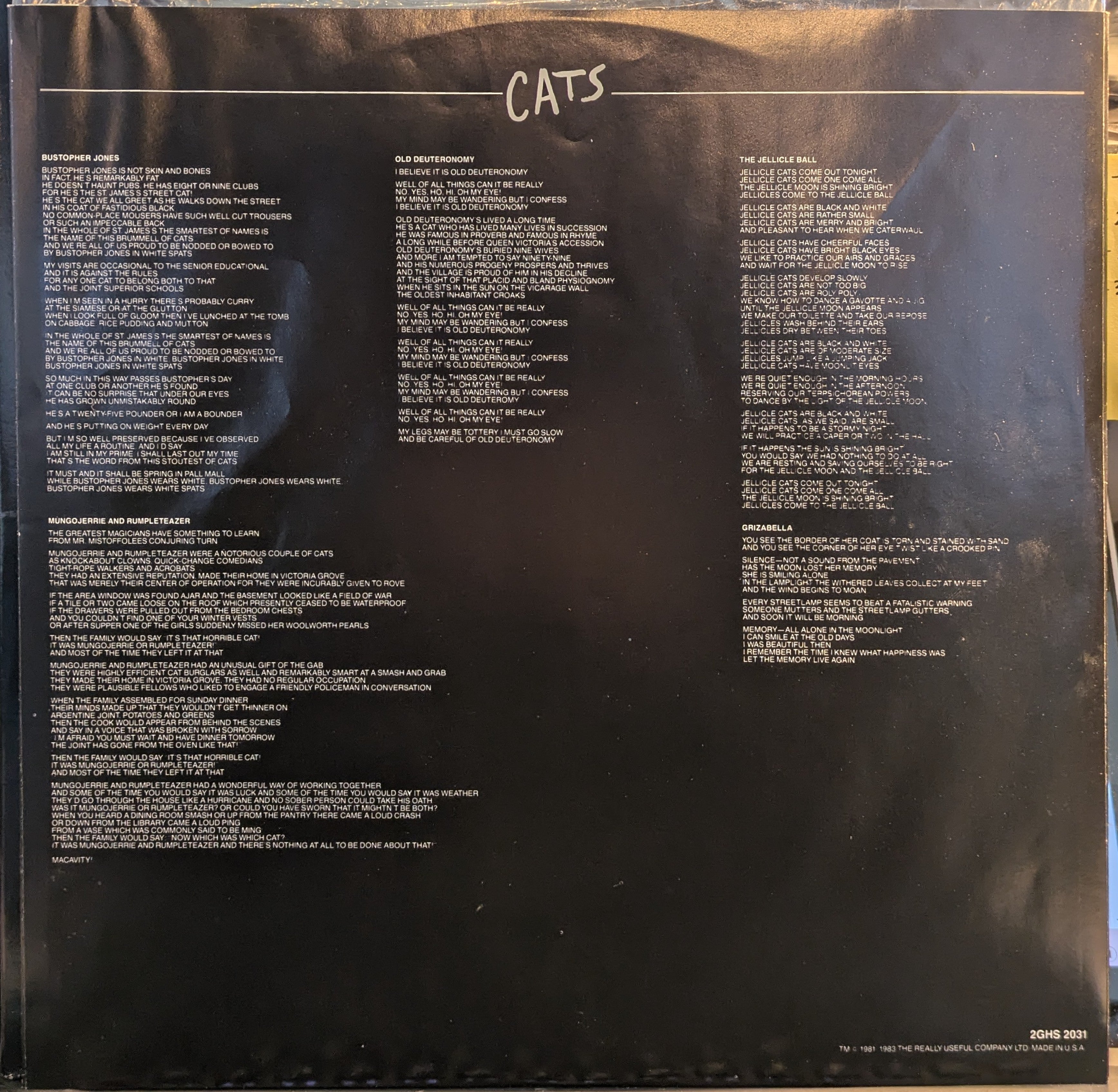 Andrew Lloyd Webber - Cats - Complete Original Broadway Cast Recording (2xVINYL) | Near Mint (NM) Near Mint (NM)