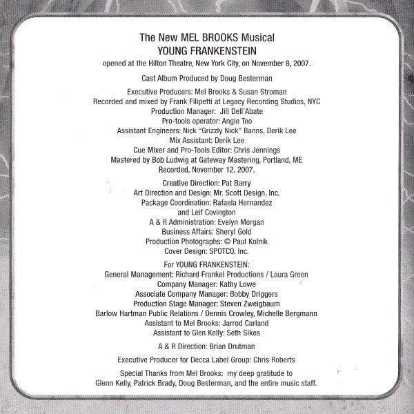 Various - The New Mel Brooks Musical Young Frankenstein - Original Broadway Cast Recording (CD) | Near Mint (NM) Near Mint (NM)
