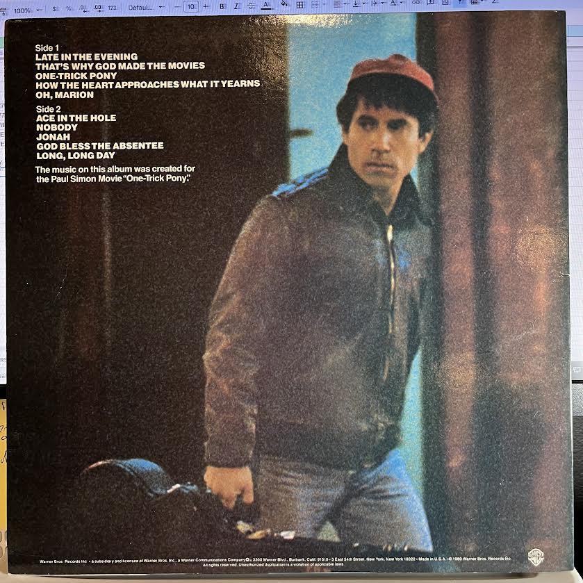Paul Simon - One-Trick Pony *SPECIALTY 1980* | Near Mint (NM) Near Mint (NM)