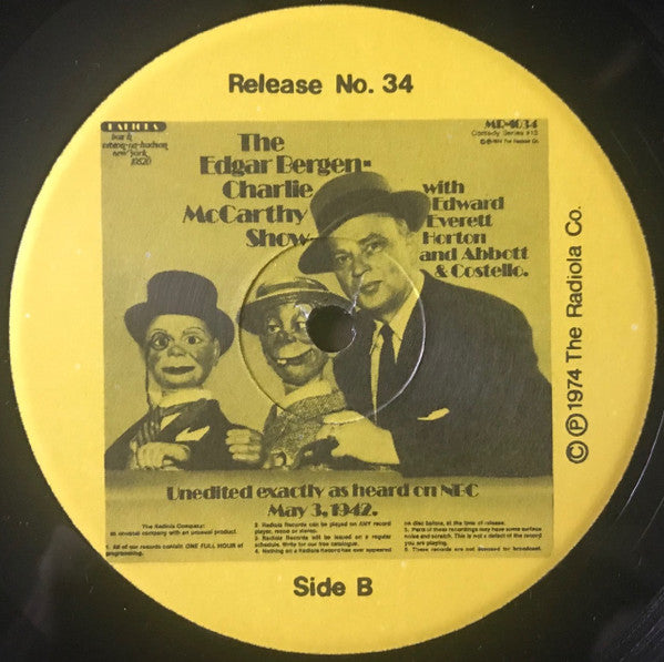 The Edgar Bergen Show With Charlie McCarthy (VINYL) | Mint (M) Mint (M)