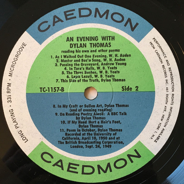 Dylan Thomas - An Evening With Dylan Thomas Reading His Own And Other Poems | Near Mint (NM) Excellent (EX)