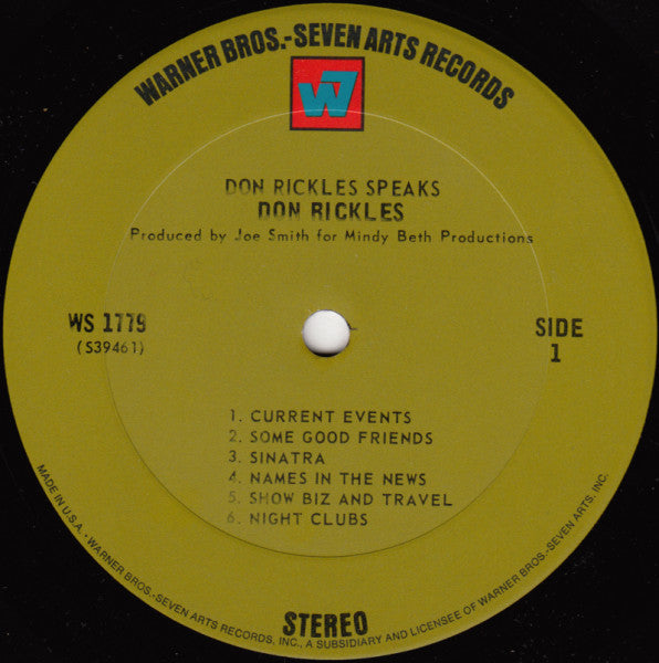 Don Rickles - Don Rickles Speaks! (VINYL) | Very Good Plus (VG+) Excellent (EX)