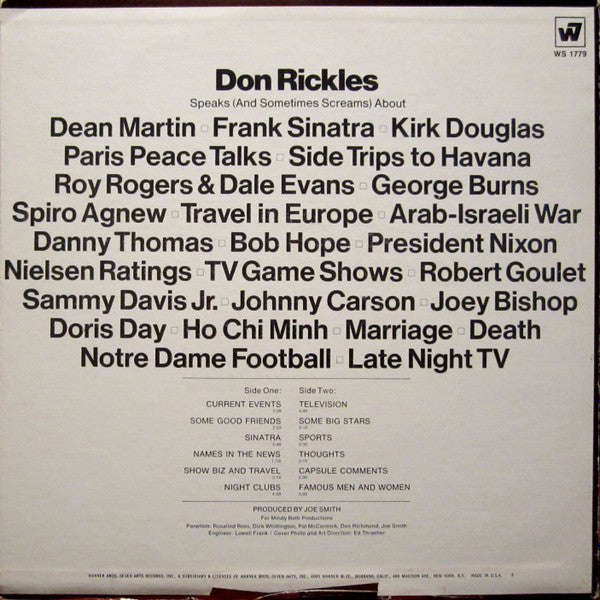 Don Rickles - Don Rickles Speaks! (VINYL) | Very Good Plus (VG+) Excellent (EX)