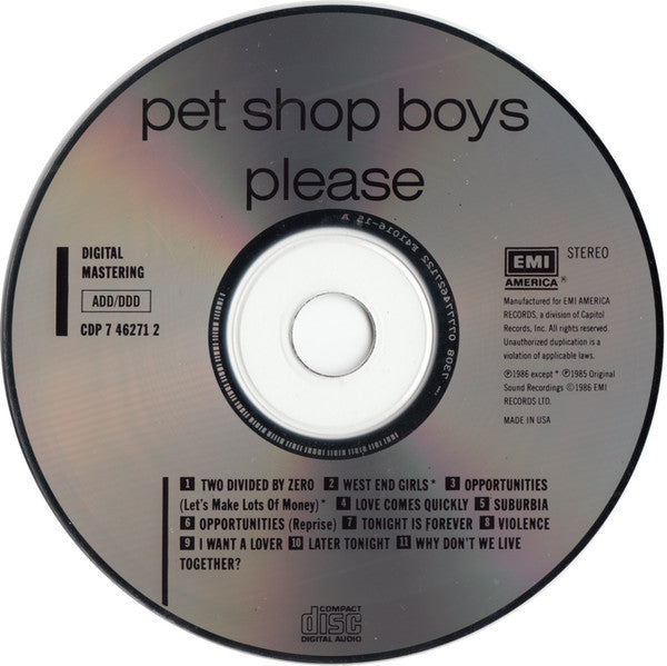 Pet Shop Boys - Please (CD) | Near Mint- (NM-)