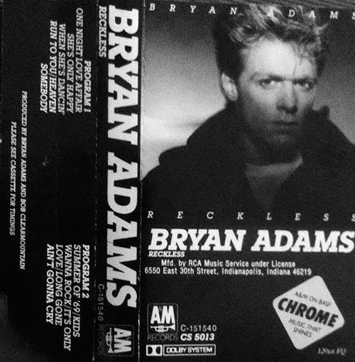 Bryan Adams - Reckless *CASSETTE* | Near Mint (NM) Near Mint (NM)