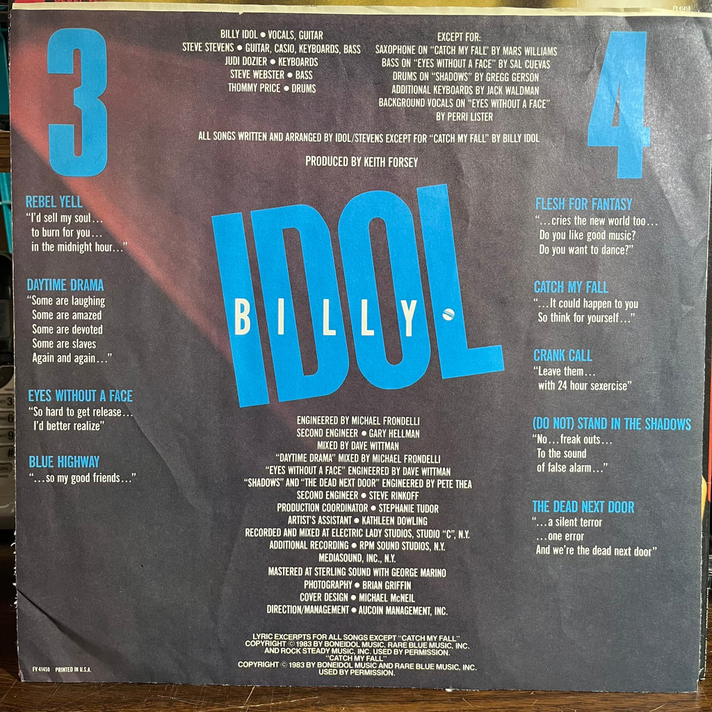 Billy Idol - Rebel Yell (VINYL) | Near Mint (NM) Near Mint (NM)
