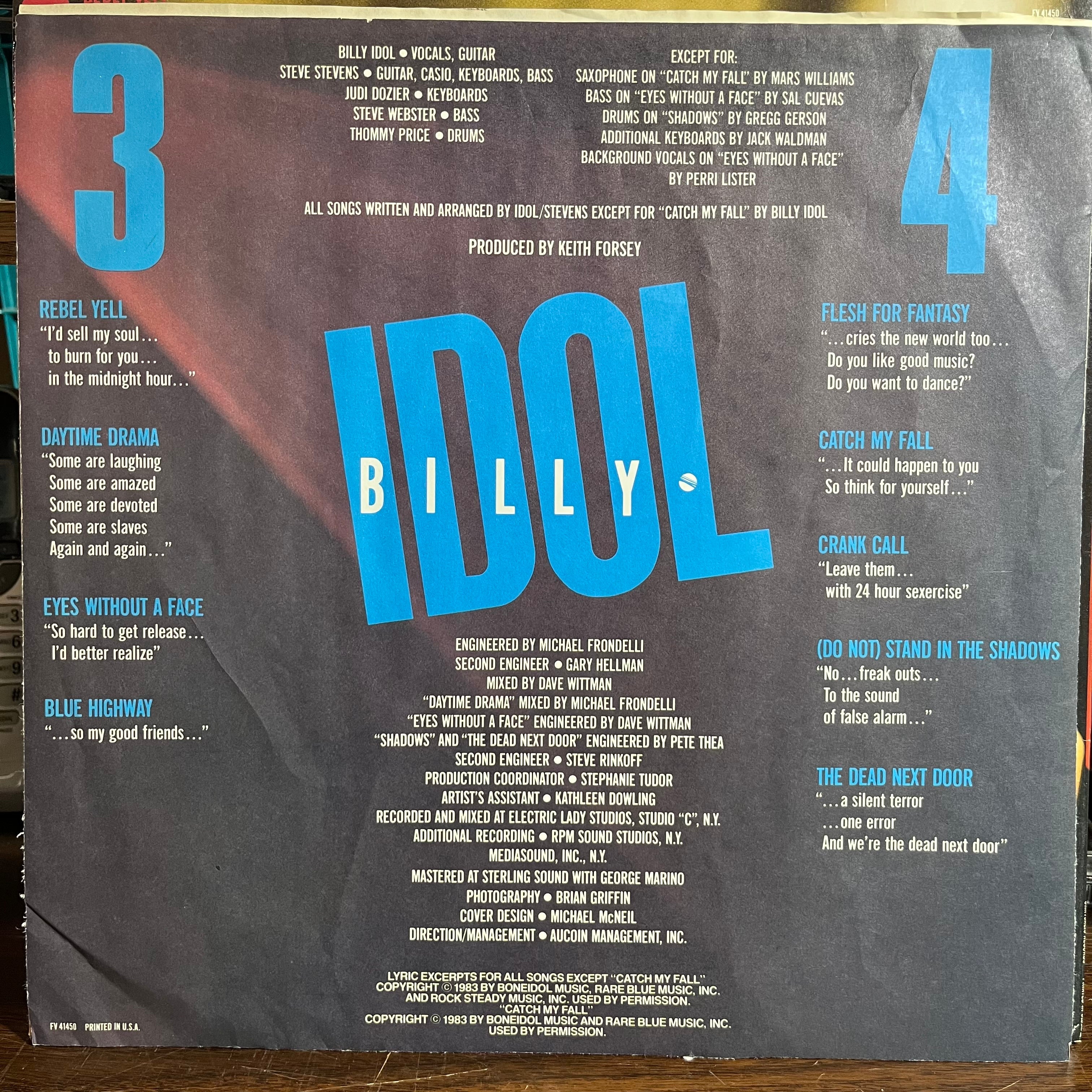 Billy Idol - Rebel Yell (VINYL) | Near Mint (NM) Near Mint (NM)