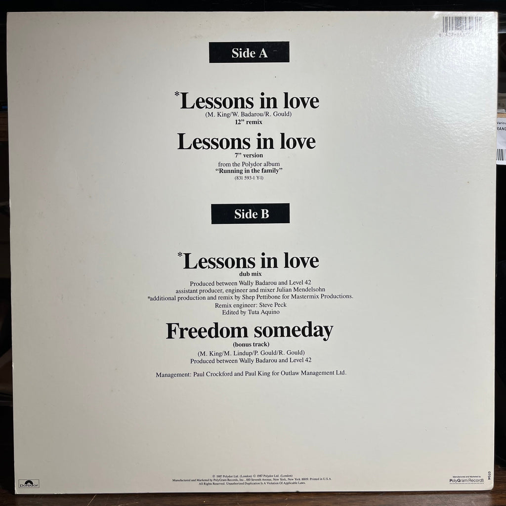 Level 42 - Lessons In Love | Near Mint (NM or M-)