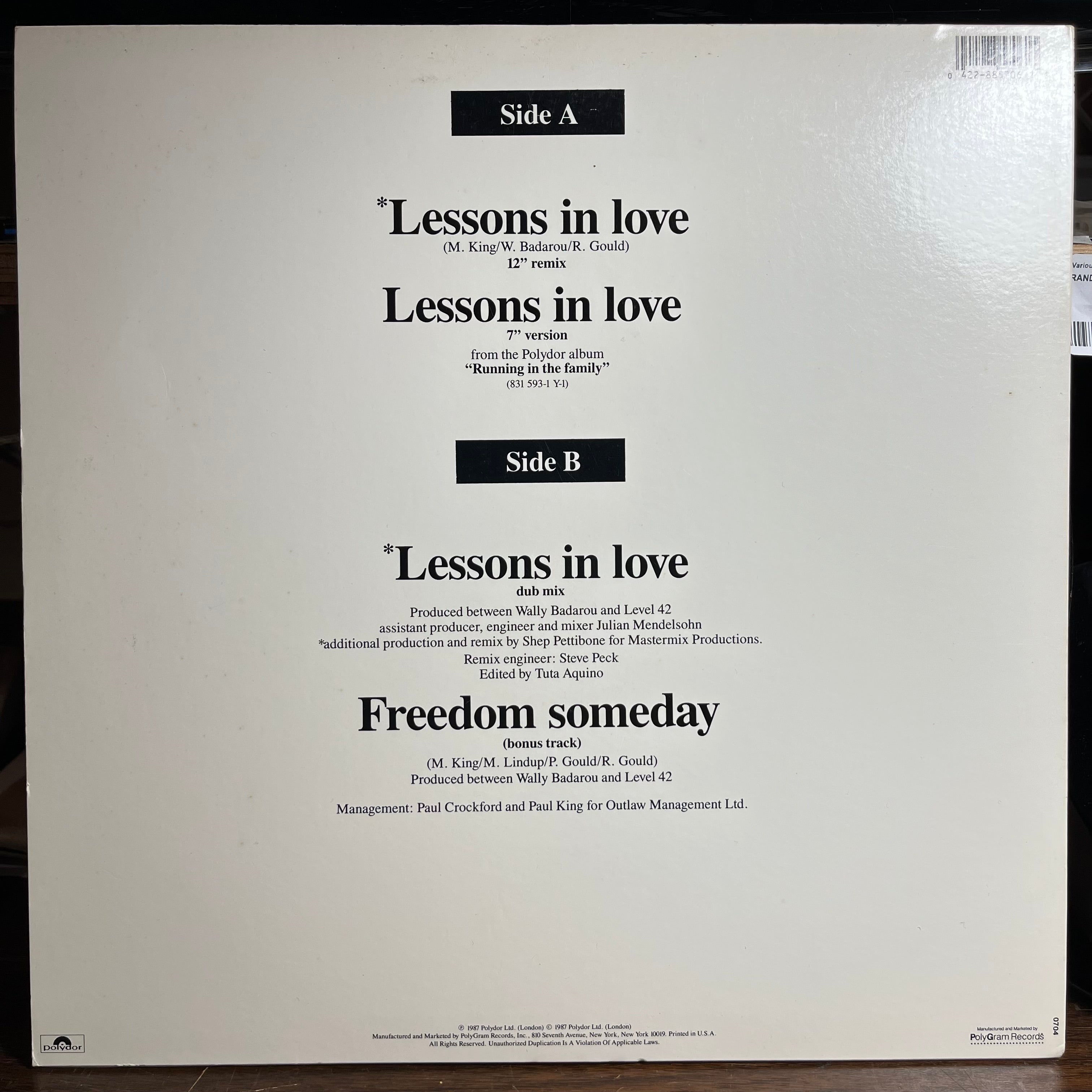 Level 42 - Lessons In Love | Near Mint (NM or M-)
