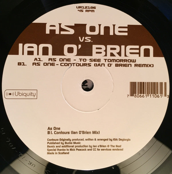 As One - To See Tomorrow / Contours | Near Mint (NM) Near Mint (NM)
