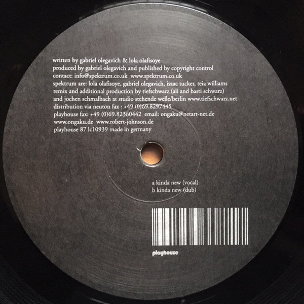 Spektrum - Kinda New (Tiefschwarz Mixes) (VINYL) | Near Mint (NM) Excellent (EX)