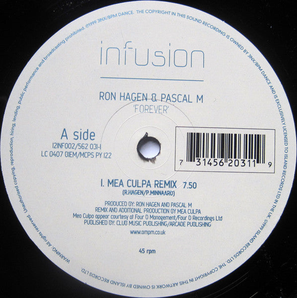Ron Hagen & Pascal M. - Forever (VINYL) | Excellent (EX) Very Good Plus (VG+)
