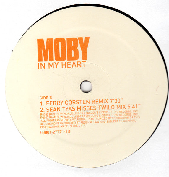 Moby - In This World / In My Heart | Excellent (EX) Excellent (EX)