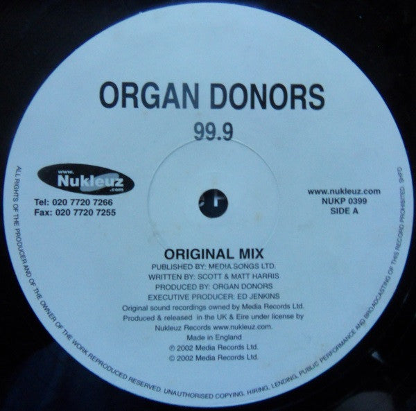 Organ Donors - 99.9 | Very Good Plus (VG+) Excellent (EX)