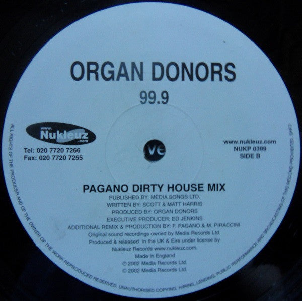 Organ Donors - 99.9 | Very Good Plus (VG+) Excellent (EX)