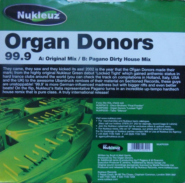 Organ Donors - 99.9 | Very Good Plus (VG+) Excellent (EX)