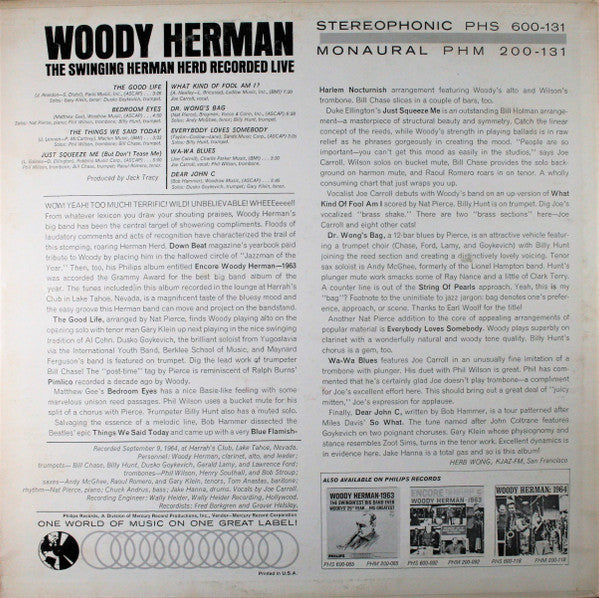 The Swinging Herman Herd Recorded Live | Near Mint (NM) Very Good Plus (VG+)